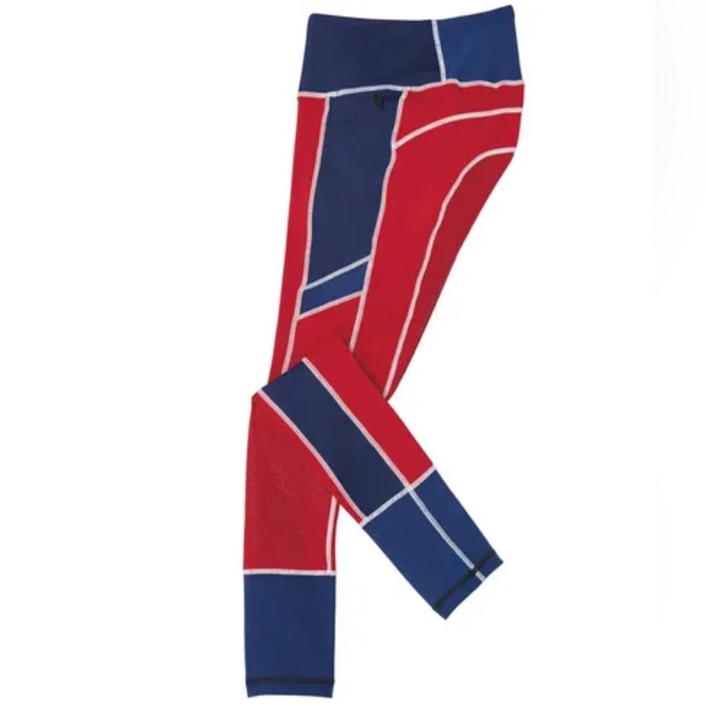 Dover Saddlery Stride Red Color-Block Full-Seat Mesh Tight Riding Breeches Sz XL